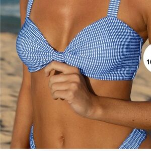 Blue Gingham Bikini Top